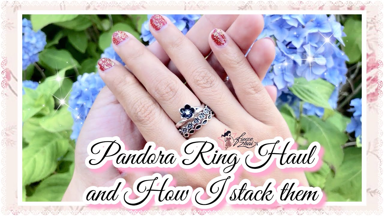 PandoraRingHaul: Pandora Mystic Floral Ring Pandora Wanda’s Garden Ring & Black Enamel RibbonRing