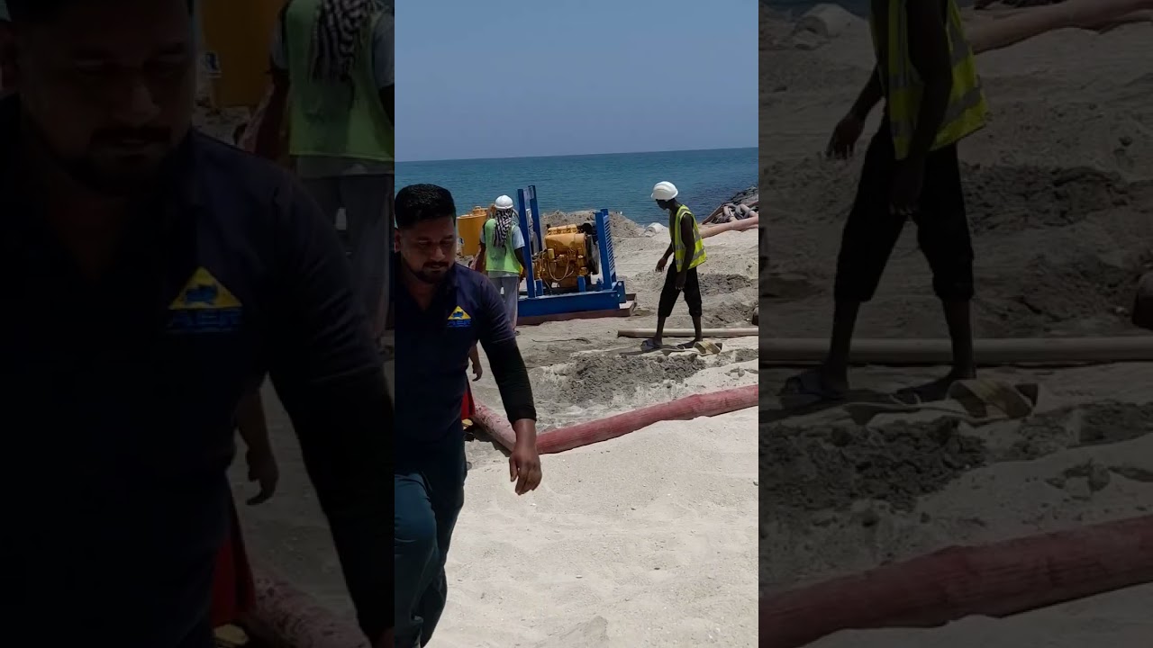 installing Dewatering system تركيب نظام سحب المياة الجوفية