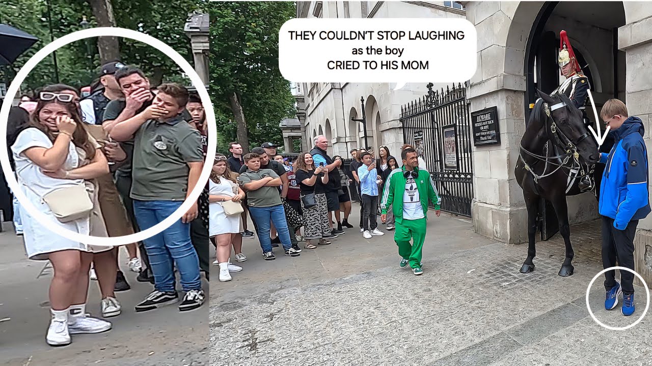 Tourists COULDN’T STOP LAUGHING as the boy CRIED TO HIS MOM at Horse Guards in London