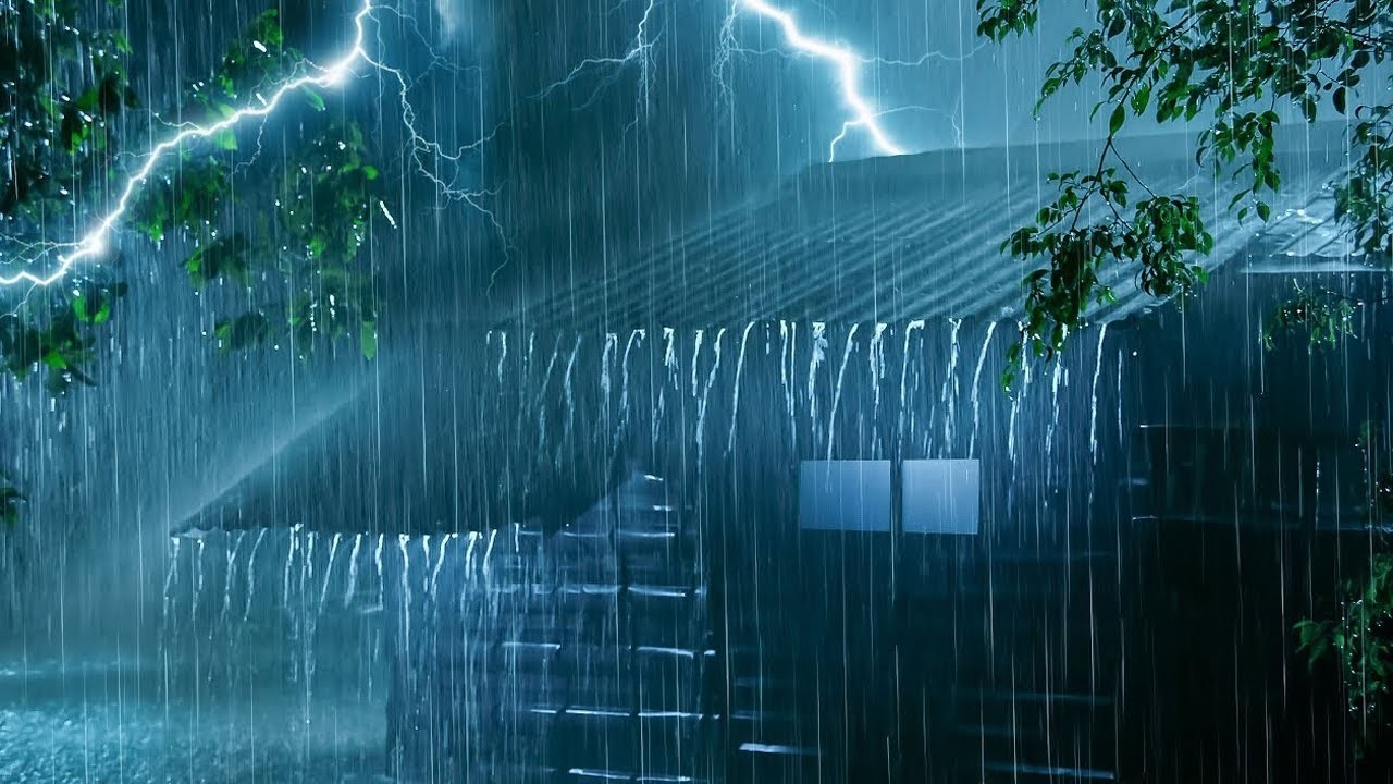 NO ADS Heavy Rain & Thunderstorm Sounds for Sleeping - Rain Live 24/7 Rain Sounds for Deep Sleep