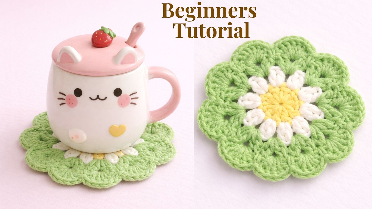 Easy Crochet Flower Coaster 🌸 | Beginner Friendly & Super Cute!