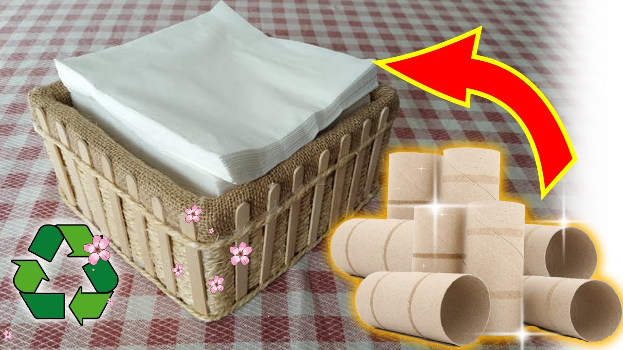 COMO hacer SERVILLETEROS manualidades TUBOS DE PAPEL HIGIENICO