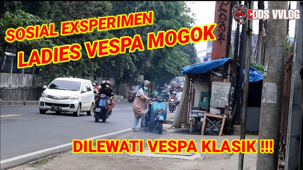 SOSIAL EXPERIMEN LADIES VESPA MOGOK | BERAPA ORANG YANG MENOLONG #vespaindonesia #vespa