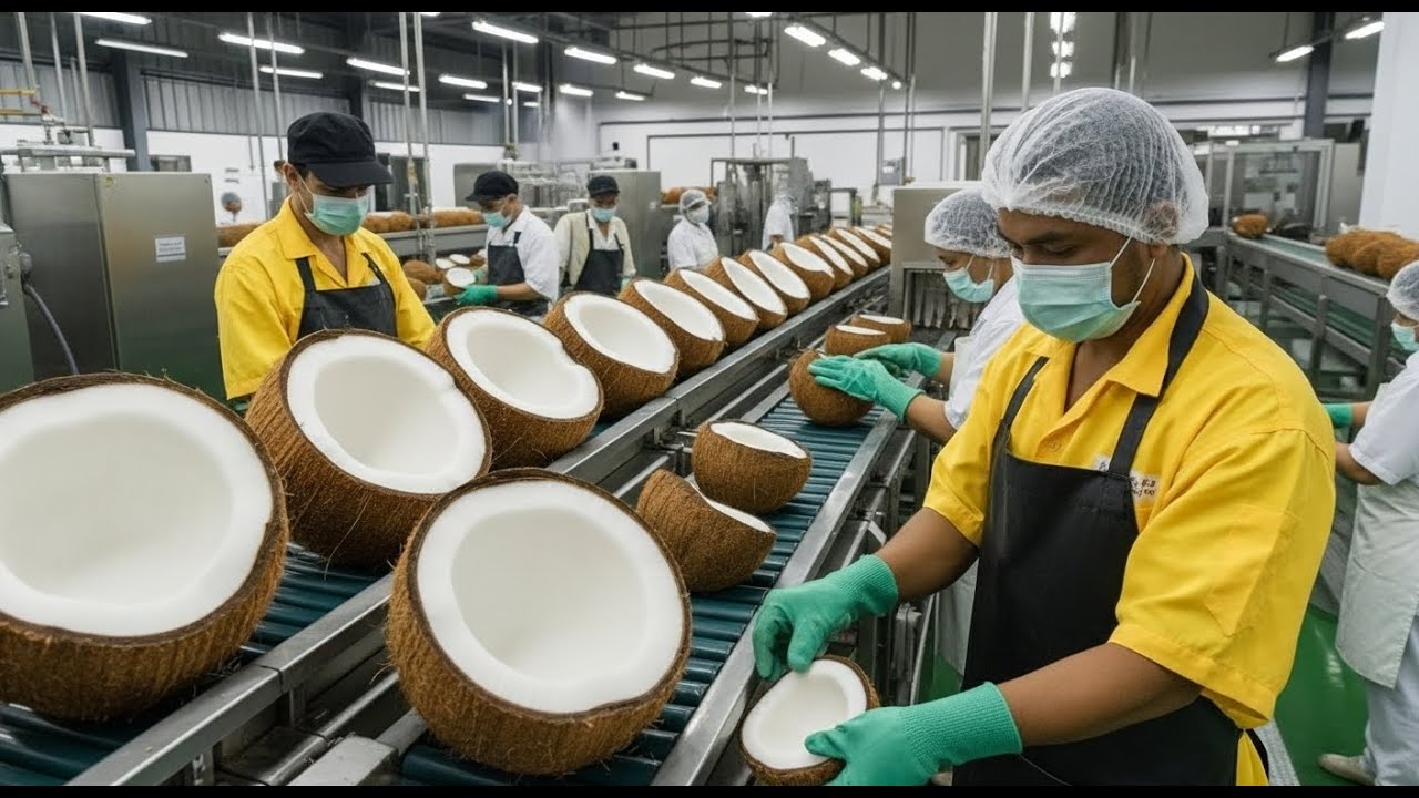 Inside a Modern Coconut Dessert Factory: From Fresh Coconuts to Jelly & Nata de Coco (Full Process)