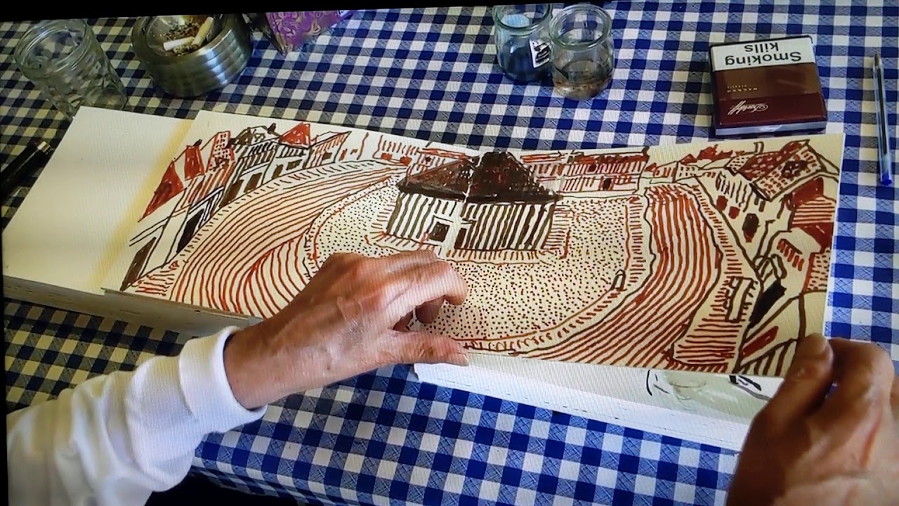 David Hockney shows his sketch book
