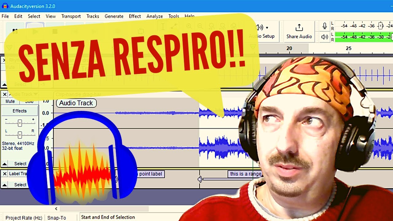 AUDACITY Come togliere il respiro e altri rumori dall'audio - TUTORIAL in italiano per principianti!