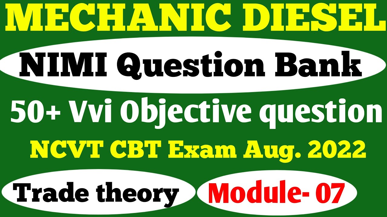 ITI मेकैनिक डिजल Trade theory vvi objective || Mechanic Diesel NIMI Question Bank 2022|| module-7