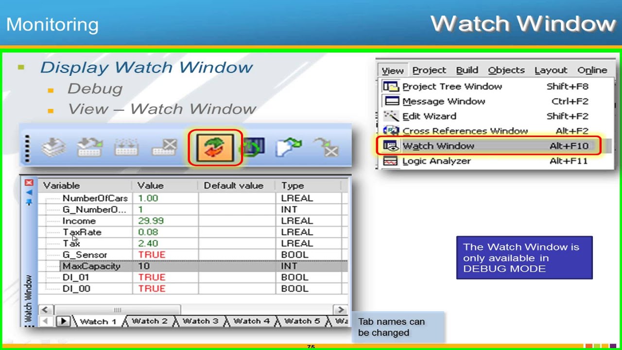 2.6 Monitoring (IEC 61131-3 Basics with MotionWorks IEC)