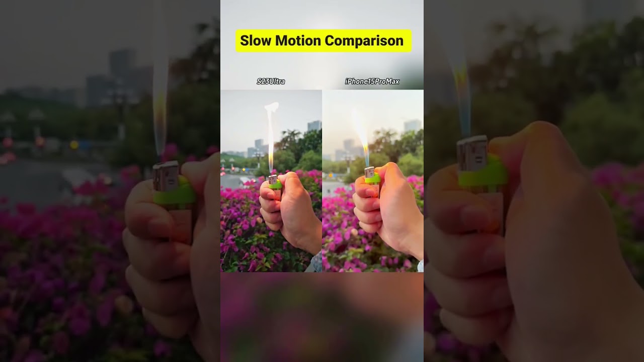 S23 ultra vs iphone 15 pro max slow motion test comparison #subscribe #thegadgetnext