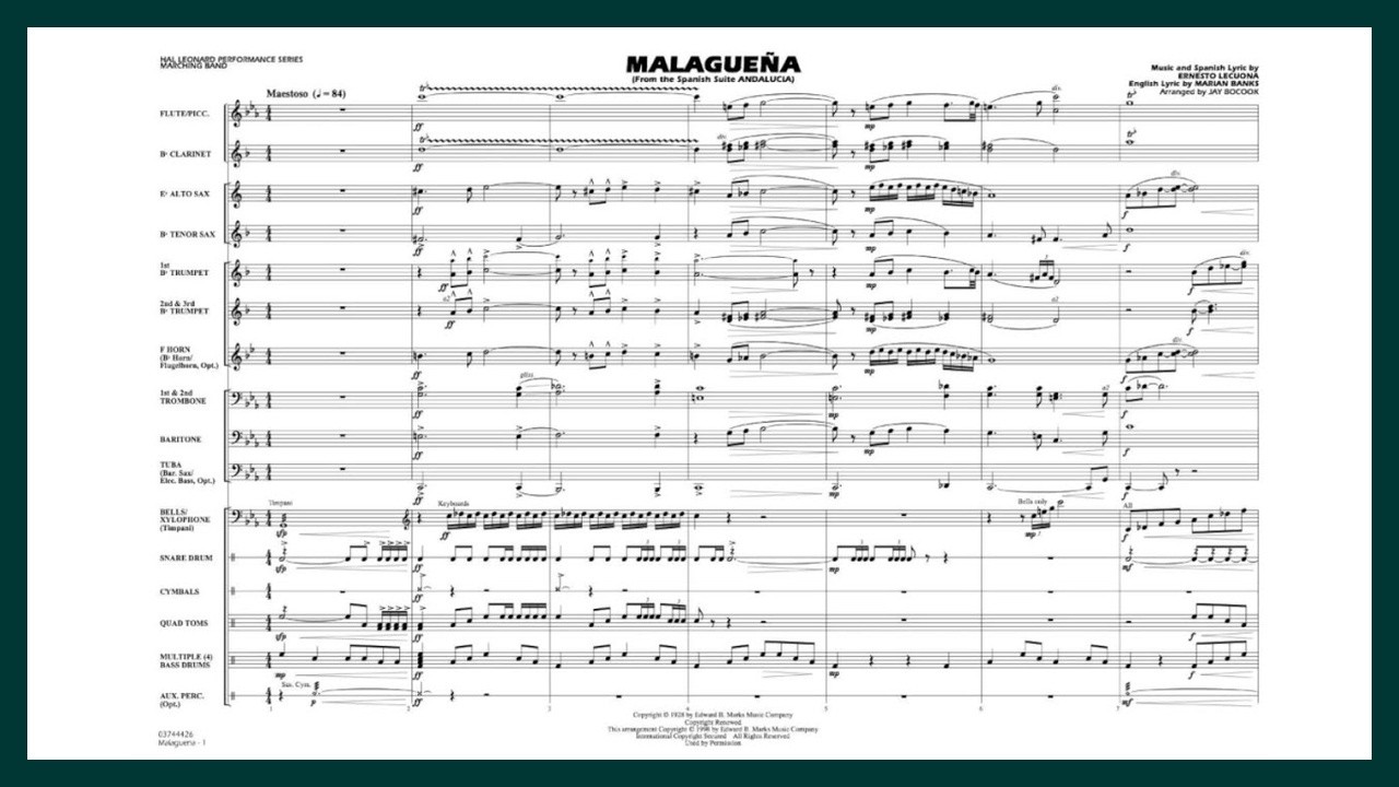 Malagueña by Ernesto Lecuona/arr. Jay Bocook