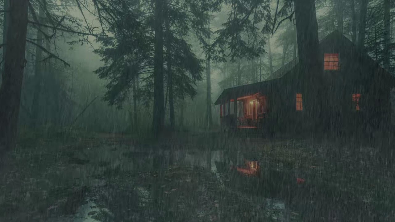 Night Rain in a Forest Cabin | Deep Sleep and Stress Relief