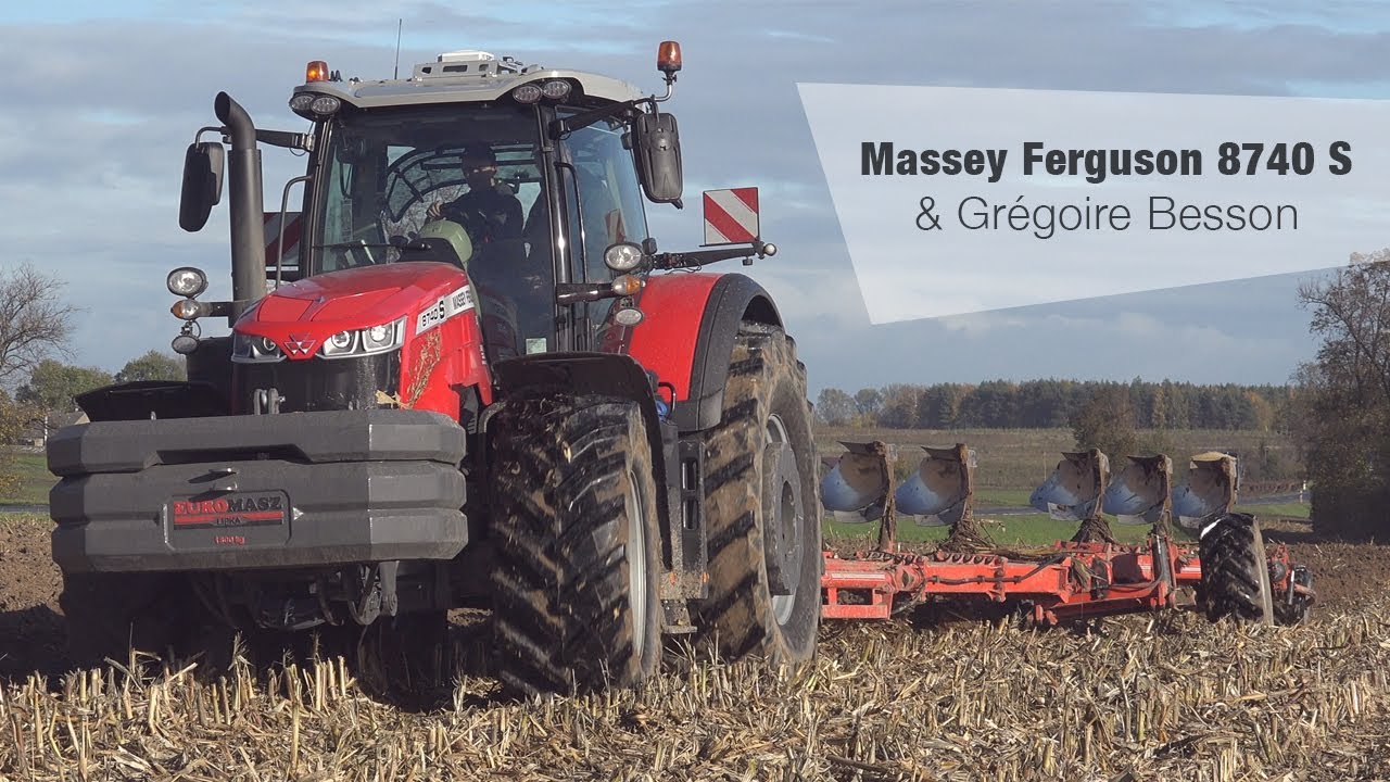Massey Ferguson 8740 S - prace polowe z pługiem Gregoire Besson - Euromasz Lipka