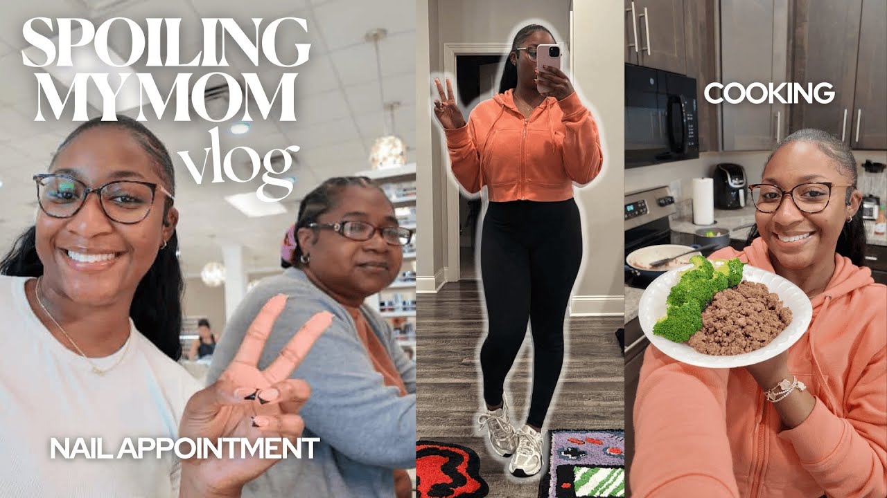 SPOILING MY MOM FOR THE DAY 🤍 | Nails, wings, grocery haul + cooking vlog ✨💅🏾