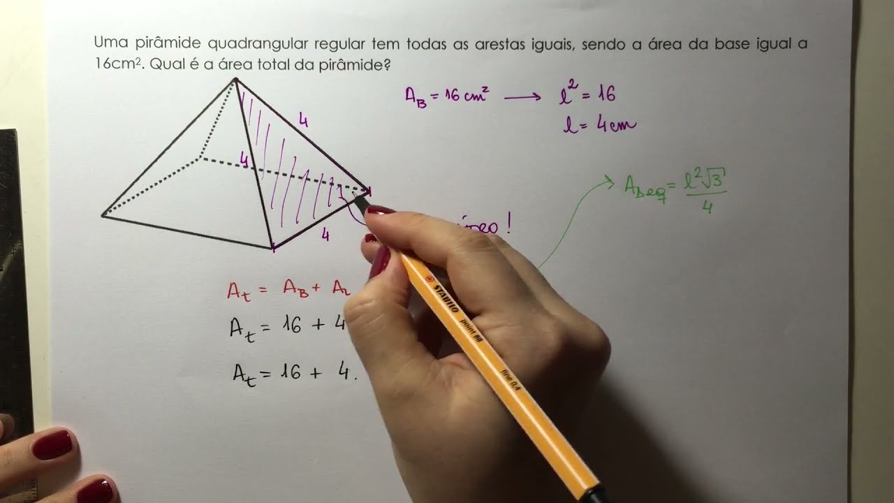 EXERCÍCIO - área total pirâmide quadrangular com todas as arestas congruentes