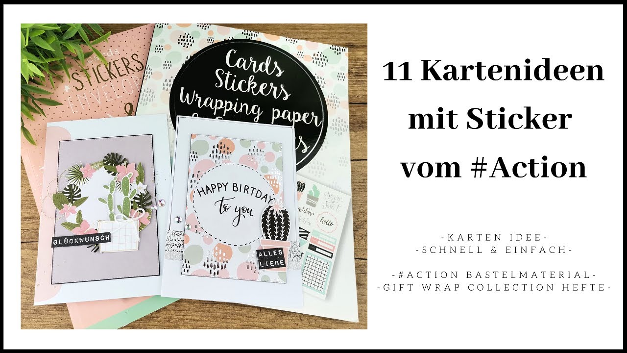 11 Kartenideen mit Stickermotiven #Actionbastelmaterial ~ Stickerverbasteln ~ CARD IDEAS