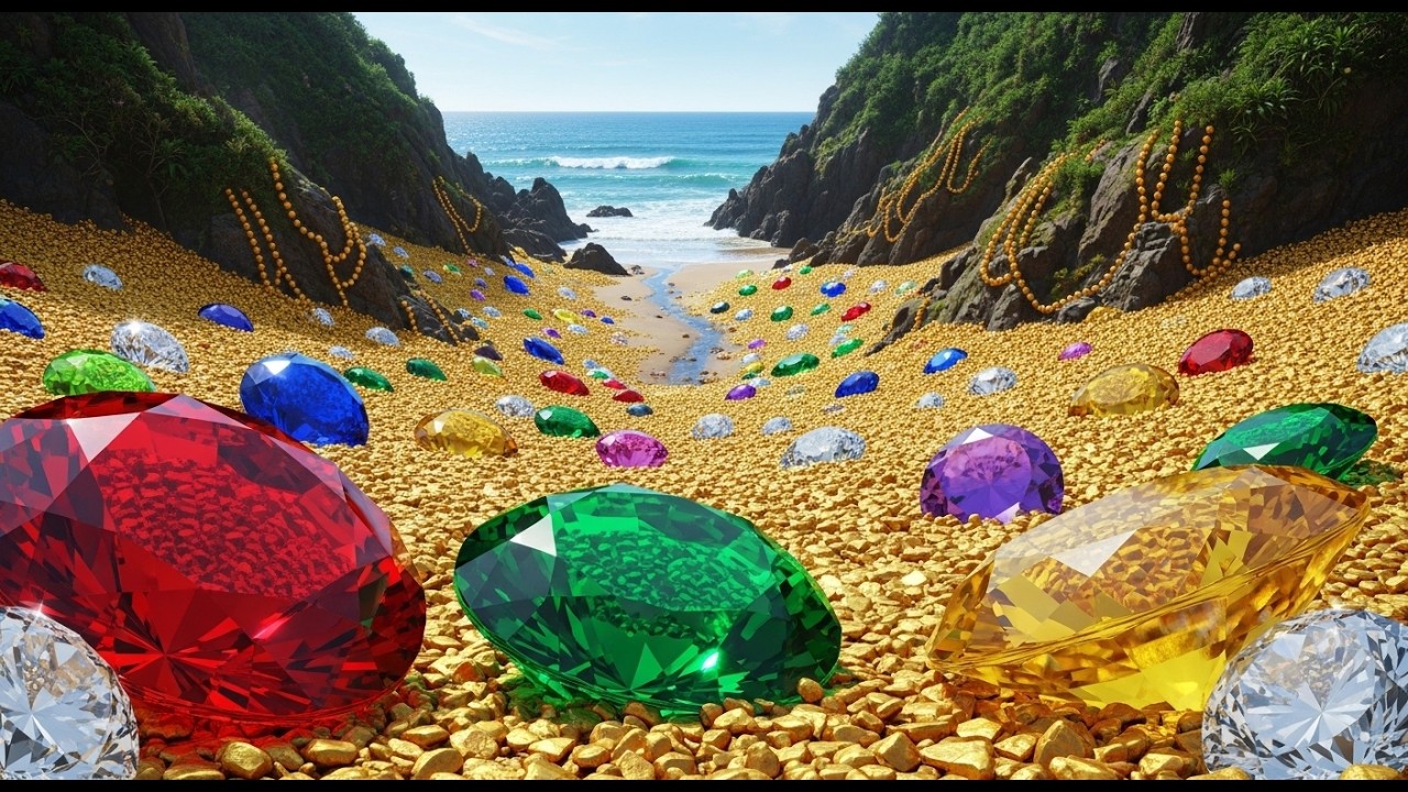 Unbelievable! I found a river full of gold and gems.