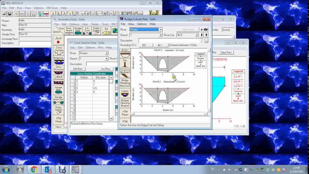 HECRAS Leçon 2 : Comment insérer un pont sur le cours d'eau ?