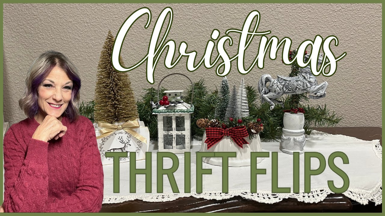 Christmas Thrift Flip Challenge/Rustic Christmas DIYs/Bottle Brush Tree DIY Decor