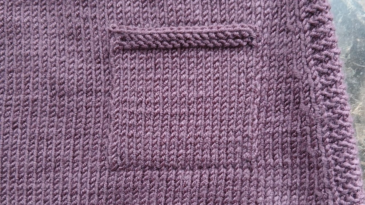 Как связать накладной карман на готовом  изделии