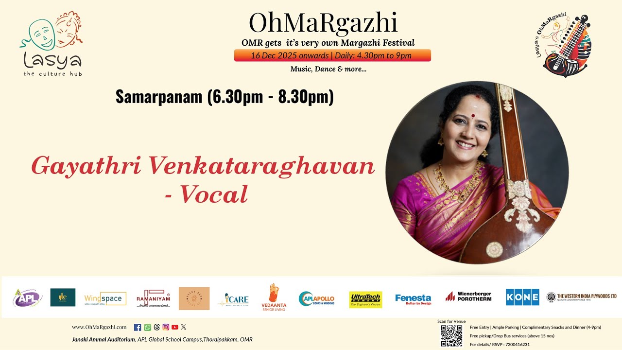 LASYA THE CULTURE HUB | OMR | Samarpanam | Gayathri Venkataraghavan Vocal | 29-12-2025