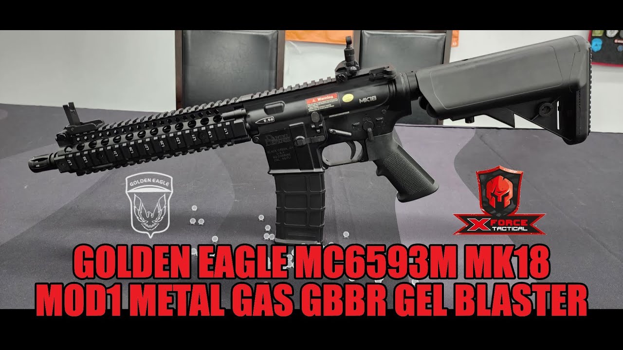 Golden Eagle MC6593M MK18 MOD1 Metal Gas GBBR Gel Blaster by X-Force Tactical