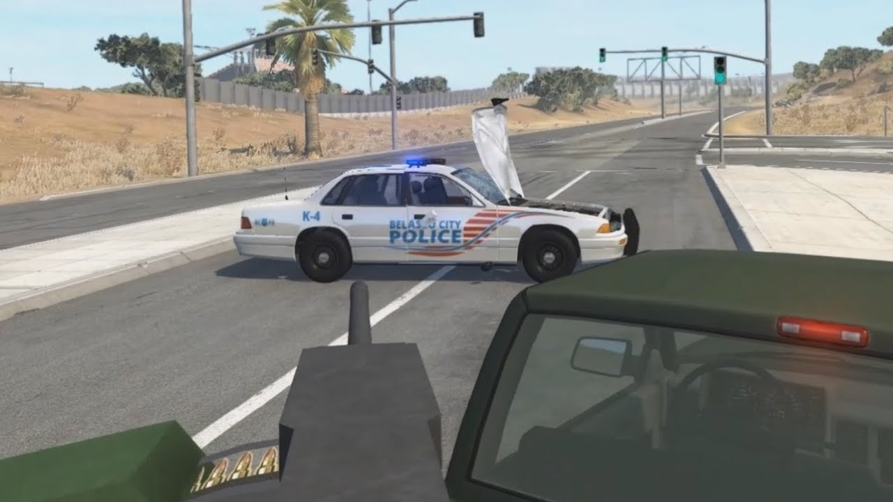 Machine Gun vs. Police 5 | BeamNG.drive