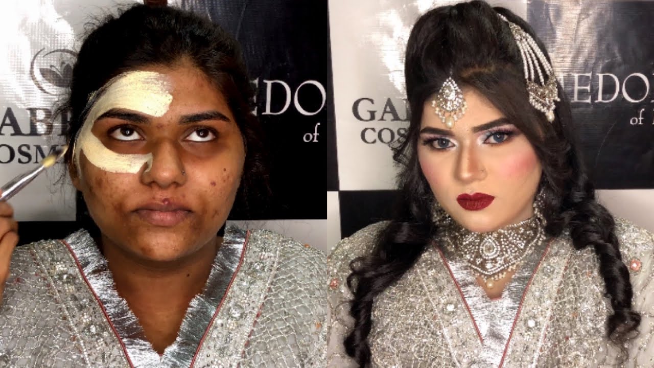 Amazing makeup transformation 😳 dark to white skin bridal makeup || dusky skin makeup