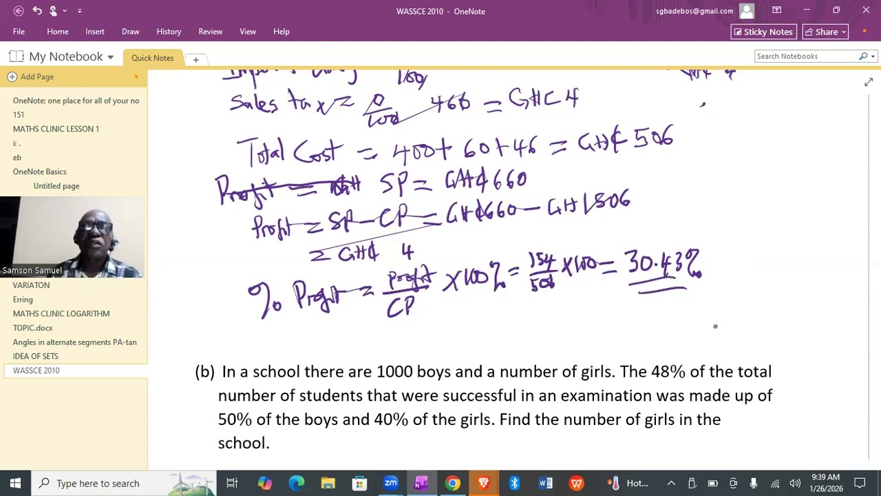 2010 WASSCE Mathematics  : Solutions to Questions 7 & 8 theory