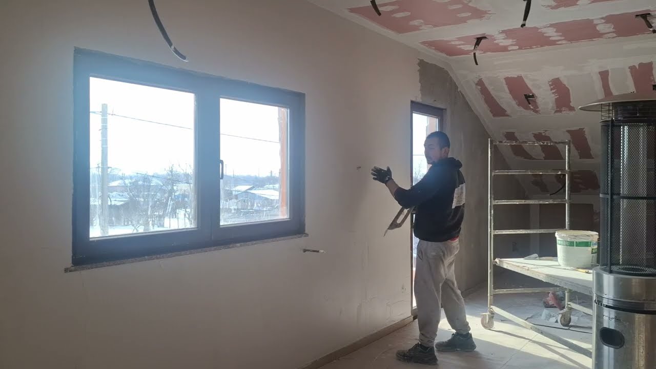 Amenajare sală,constructie nouă/Ep 19.Finalizare glet incarcare pe pereții tencuiți 