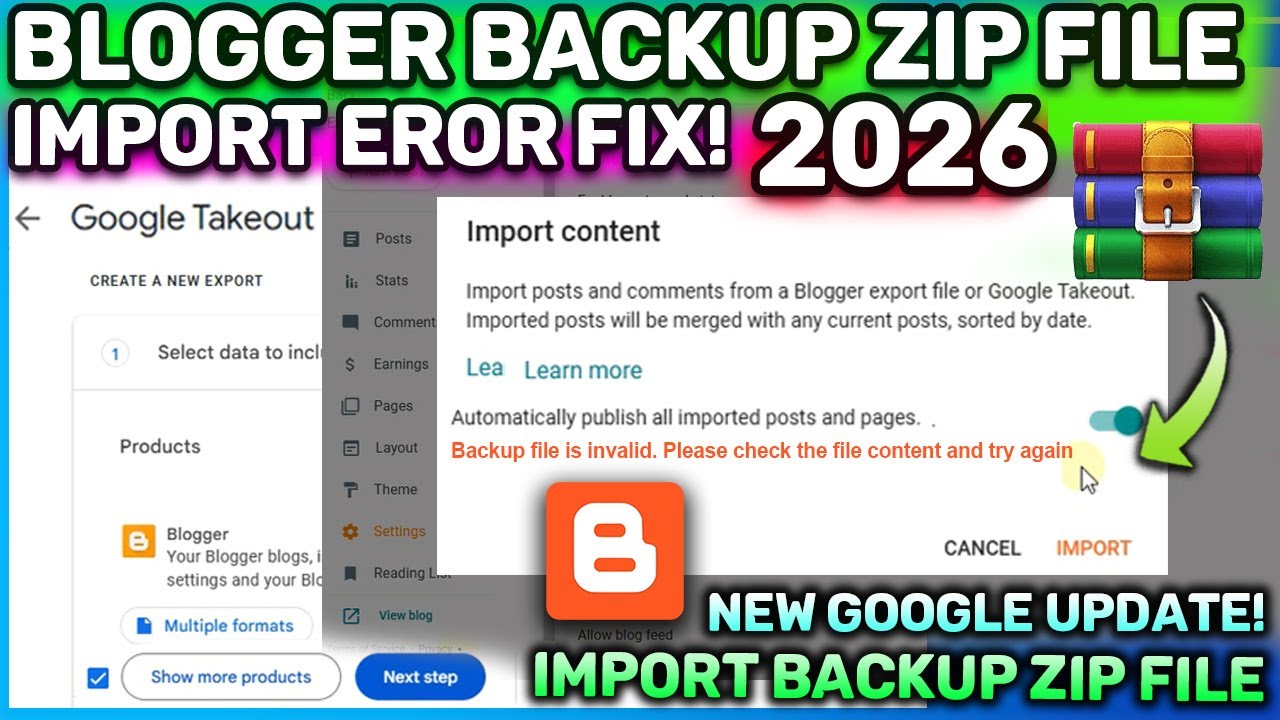 How To Fix Blogger New Backup Zip File Content Post Import Error | Backup File Is Invalid Error 2026