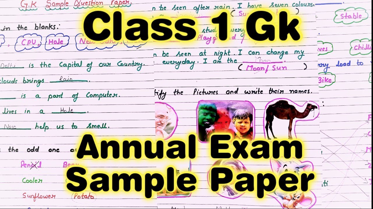 Class 1 Gk | Class 1 Gk Worksheet |Class 1 Gk Question Paper for Annual Exam | Grade 1 Gk