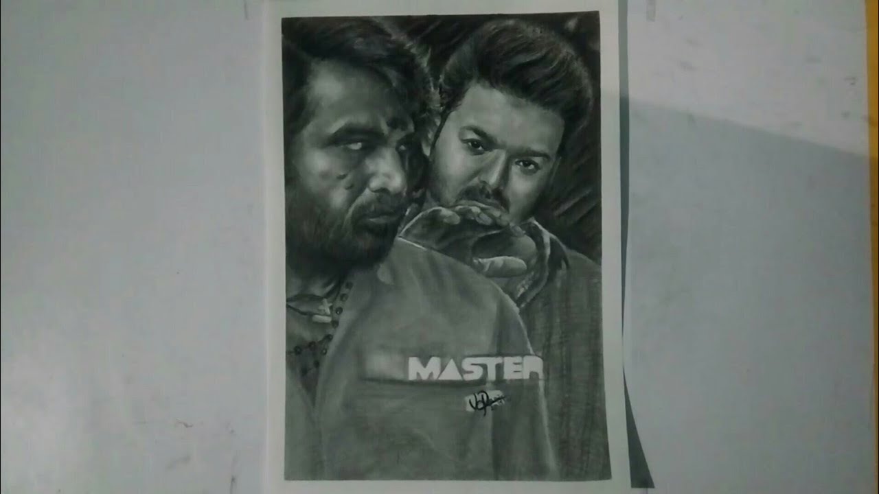 Drawing Thalapathy VIJAY and Makkal Selvan VIJAY SETHUPATHI in MASTER | Pencil Sketch | #jdvsbhavani