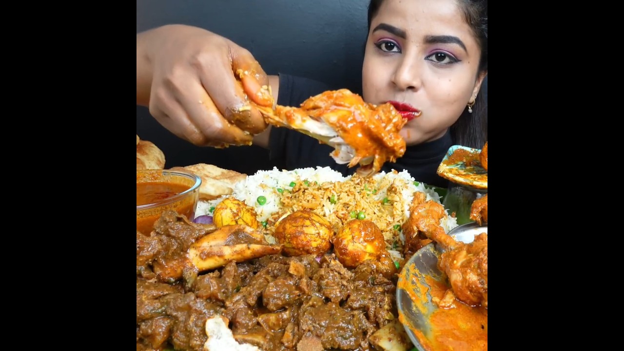 ASMR: EATING SPICY CHICKEN CURRY🔥 BASMATI RICE || 