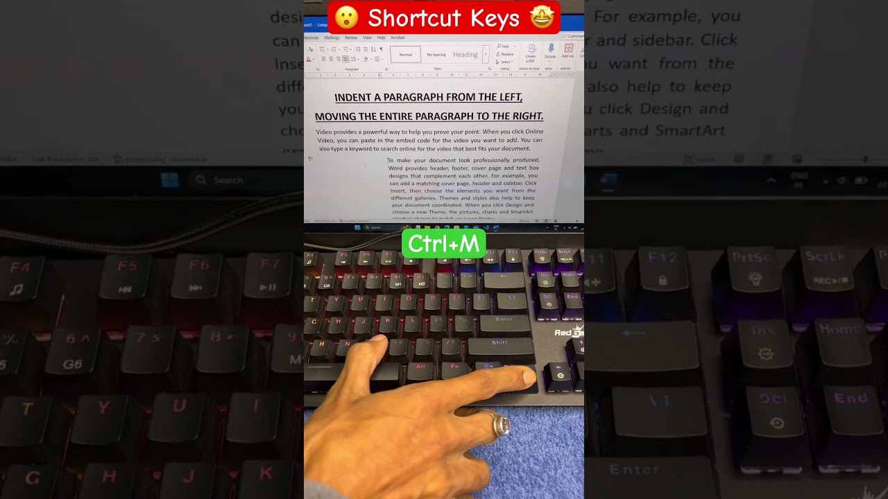 Computer 💻 Shortcut Key for Indent Paragraph to Left #windows #shortcutkeys #tricks #keyboard #word