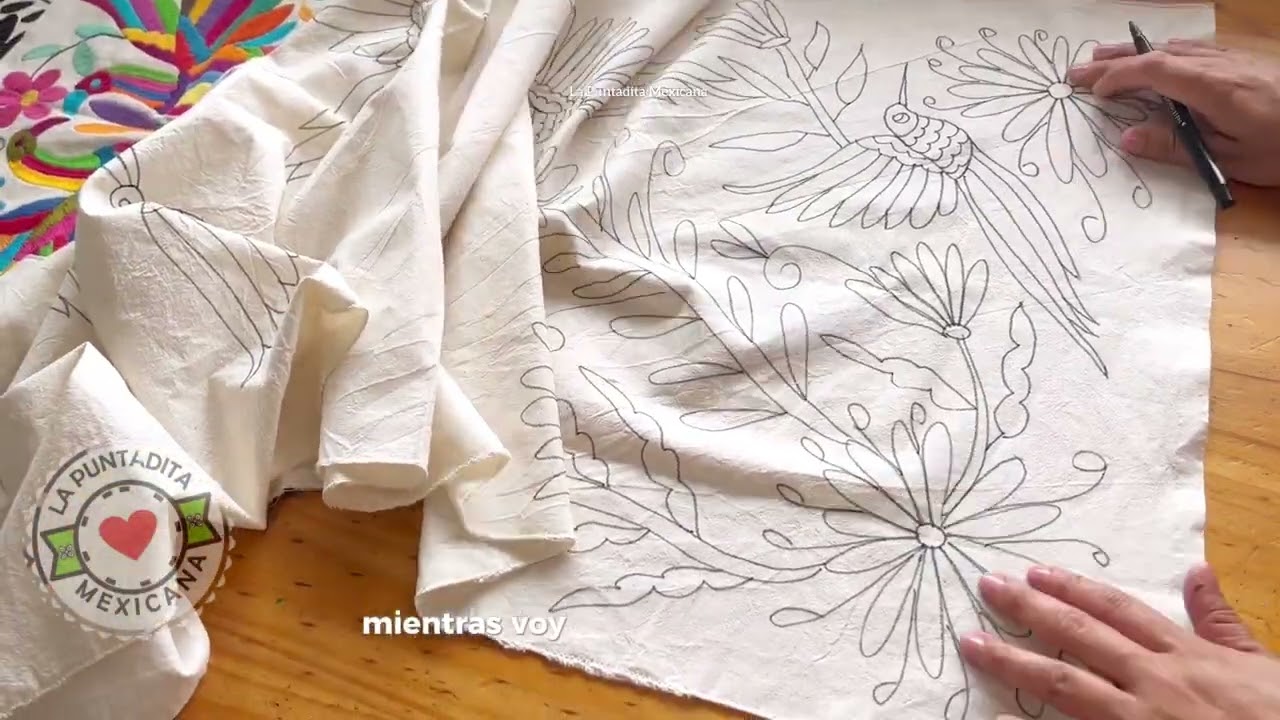 🥰Dibujando un camino de mesa, técnica tipo TENANGO. #bordado #colibri #embroidery
