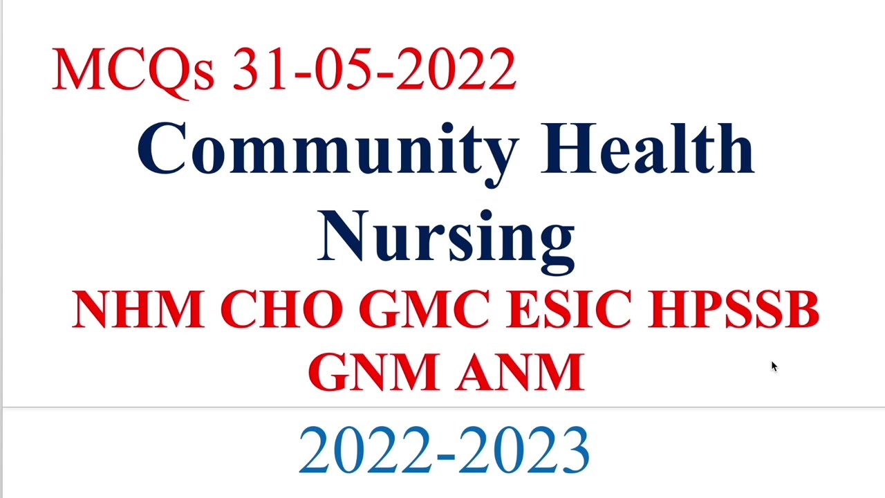 Community Health Nursing ||  CHN Community Health Officer MCQs || Community Health Questions answer