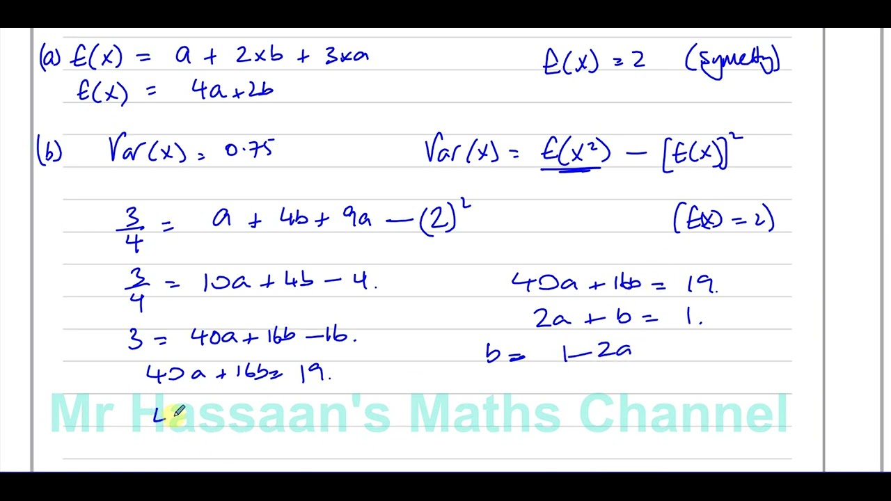 S1, Text Book,  Chapter 6, Ex 6D  p138, Q7, Discrete Random Variables, Expected Value, Variance