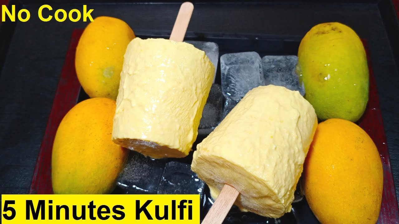 Mango Kulfi in 5 Minutes &ndash; No Cook || Easy Home Made Mango Ice Cream Recipe