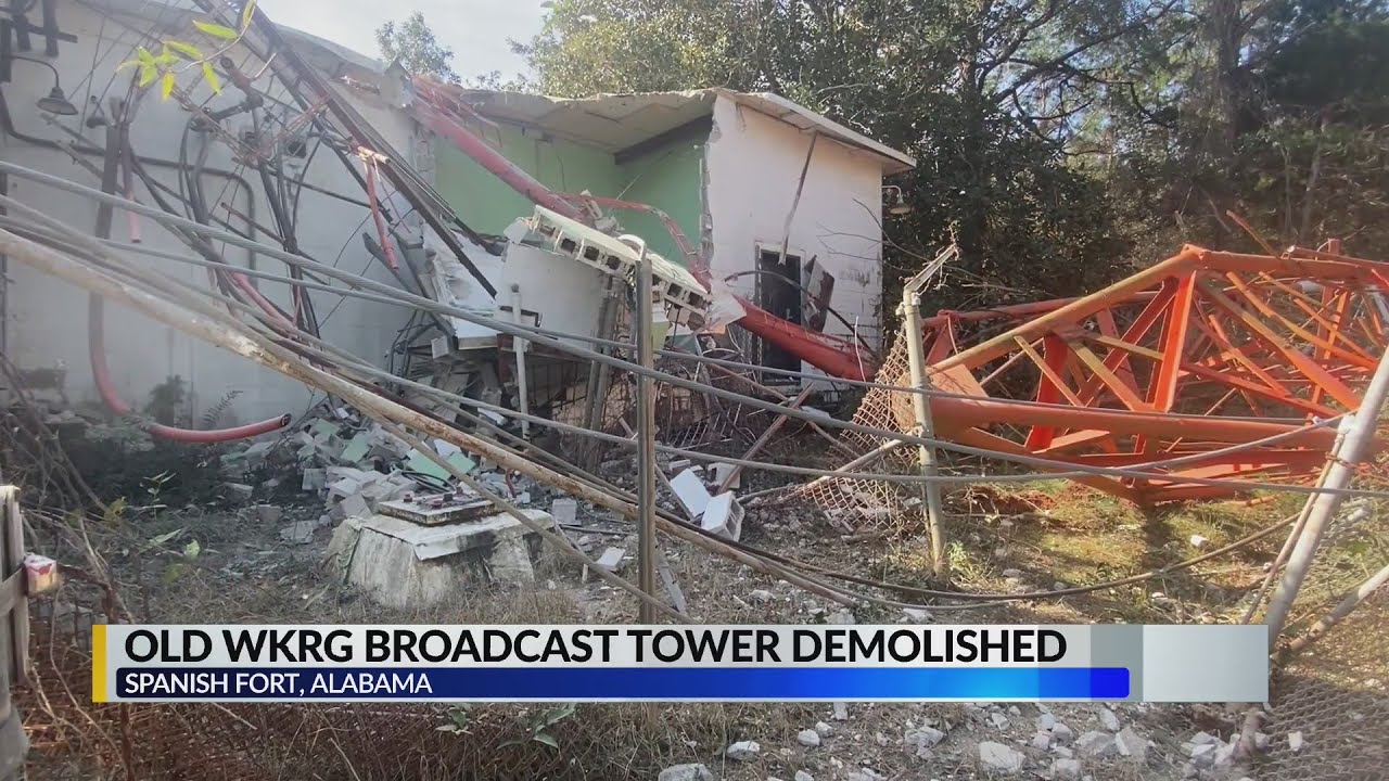 Old WKRG broadcast tower demolished