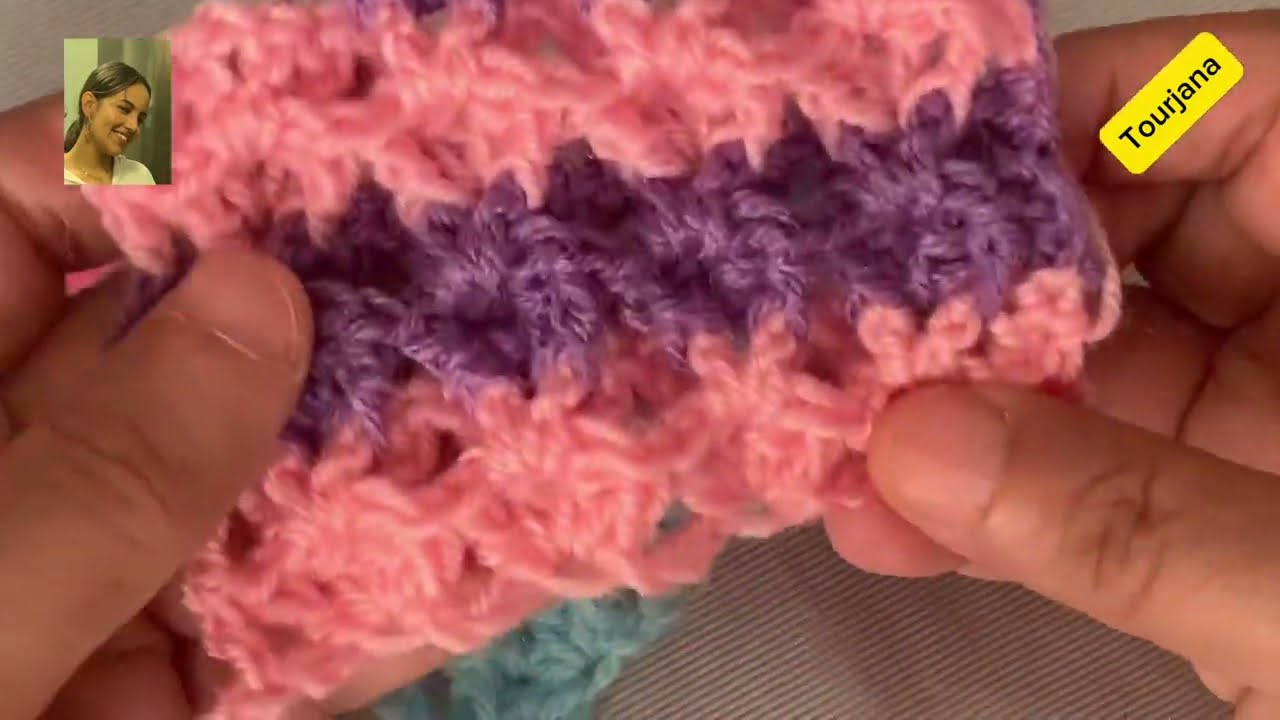 Point V en relief au crochet