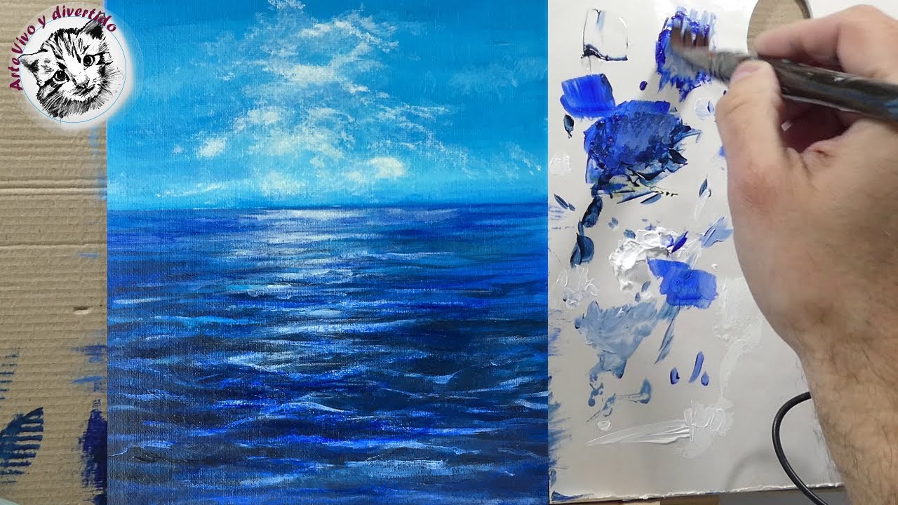 Como Pintar el Mar con Acrilico
