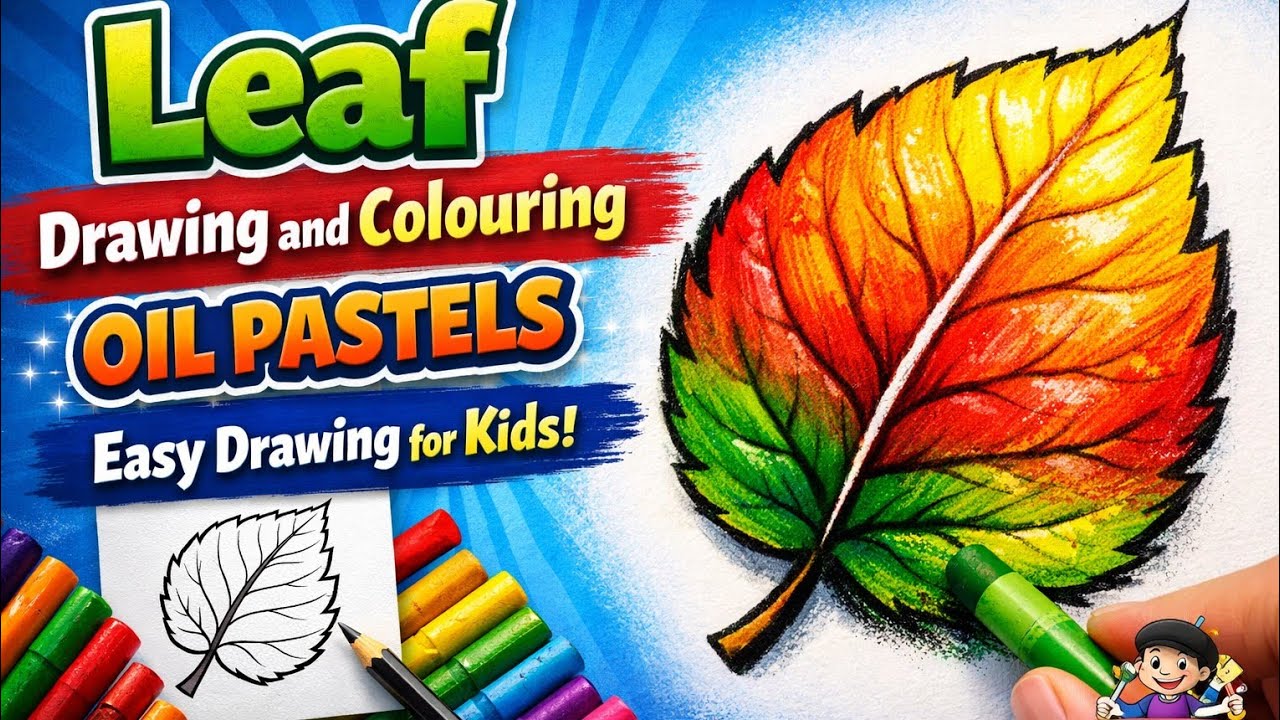 Leaf drawing step by step/oil pastels/easy drawing for kids Tamil/Siragu Art Academy 