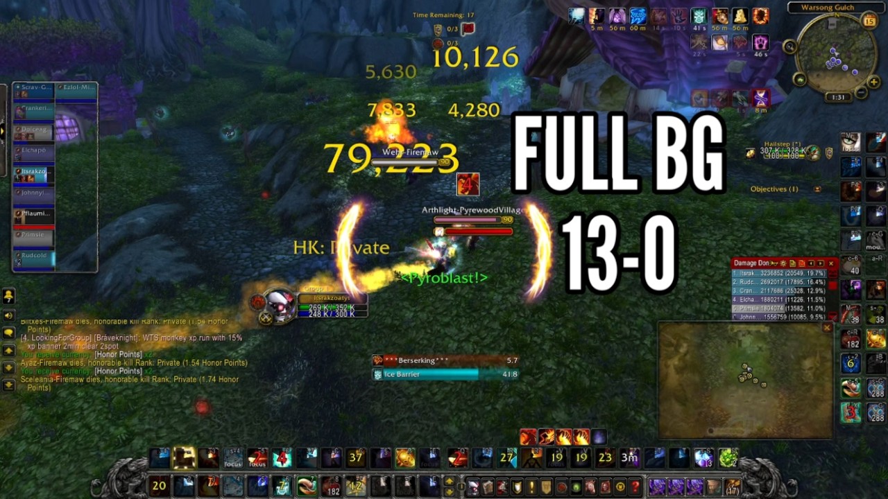 FULL BG 13-0 Solo PvP Fire Mage (Top DMG) MoP Classic