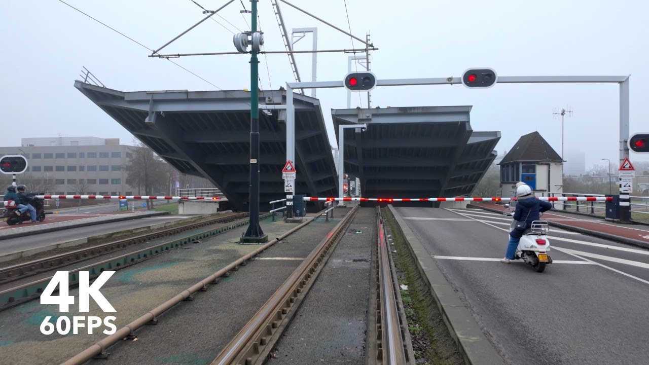 Bridge opening | 🚊 HTM Line 15 | 4K Tram Cabview | 🇳🇱 The Hague | Siemens Avenio