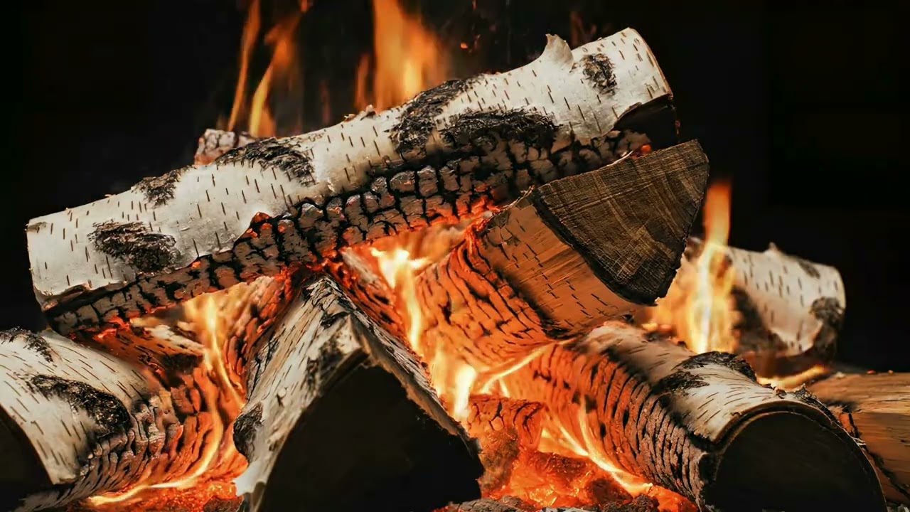 Fire from close range - Birch Wood 3Hours - #fireplace10hours #screensaver #fireplace