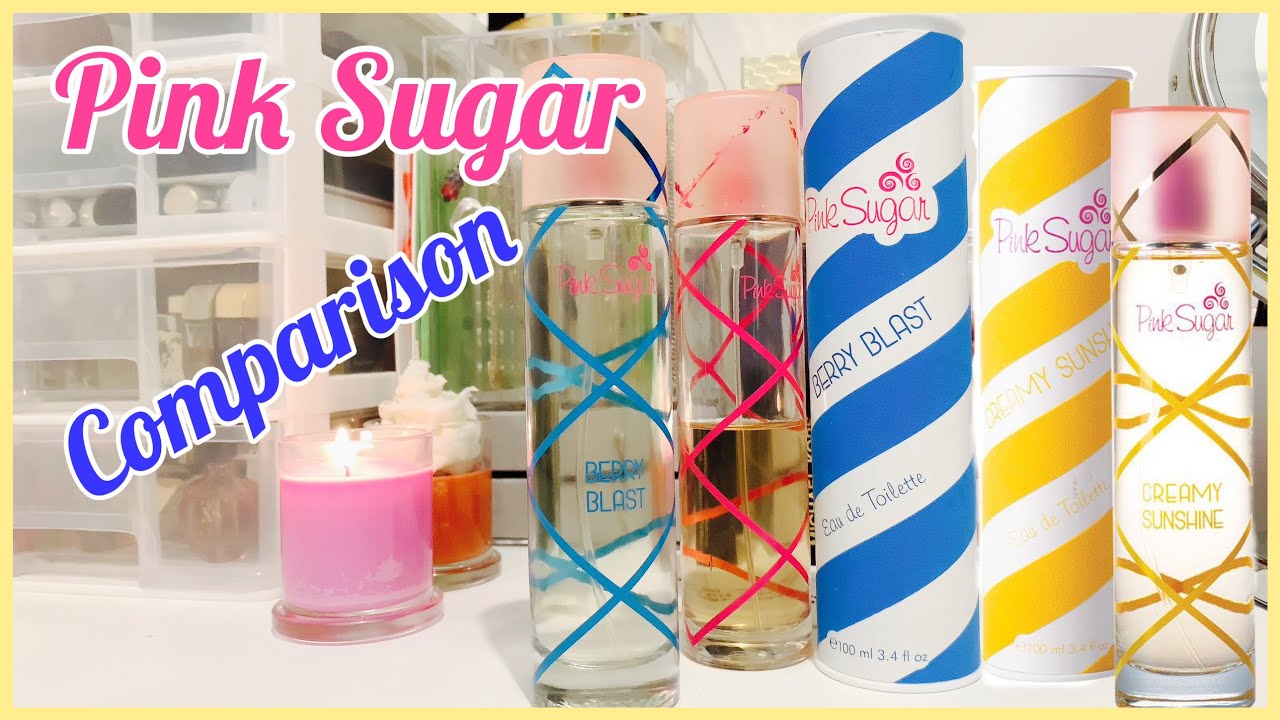 Pink Sugar Berry Blast + Pink Sugar Creamy Sunshine and Pink Sugar (original) comparison💙💛💖