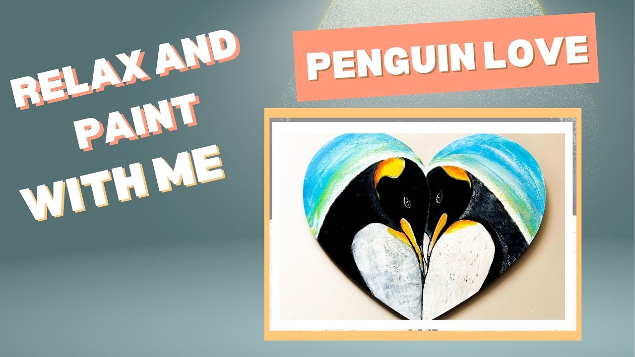 Beginners | Easy Acrylic Painting | Penguin Love  PLUS A SMALL QUIZ!!!
