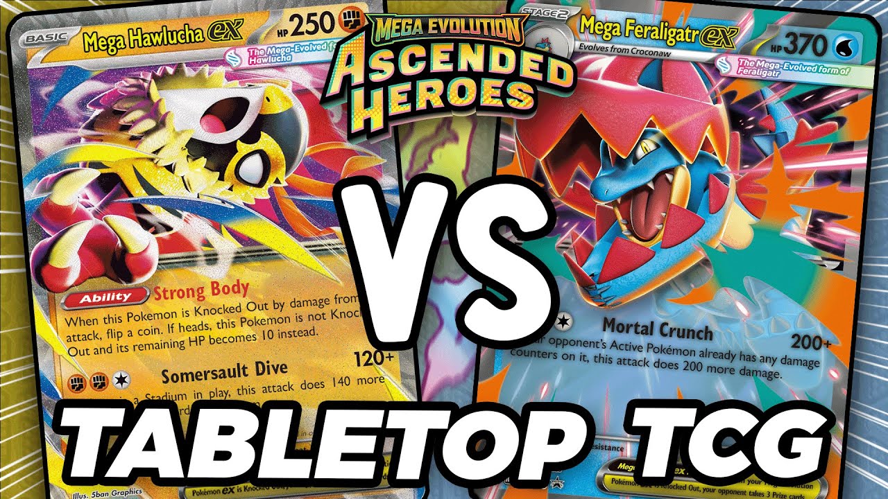 Can Mega Hawlucha ex Defeat Mega Feraligatr ex in this Pokemon TCG Tabletop Match!?