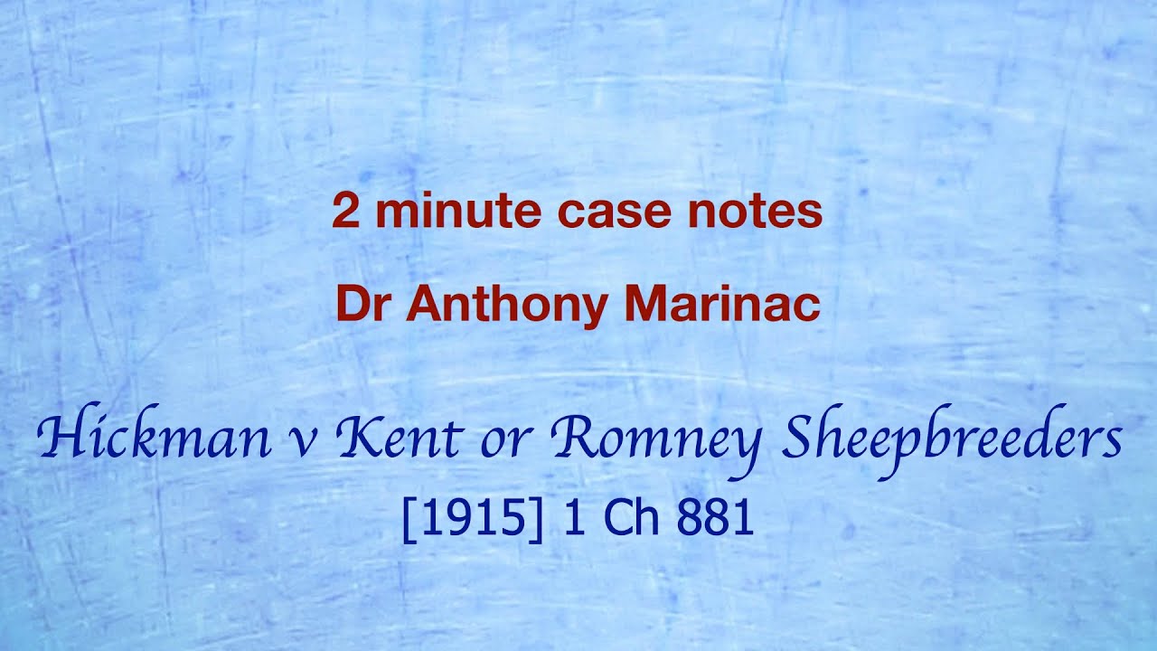 Hickman v Kent or Romney Sheepbreeders (Company constitutions create contract member & company)