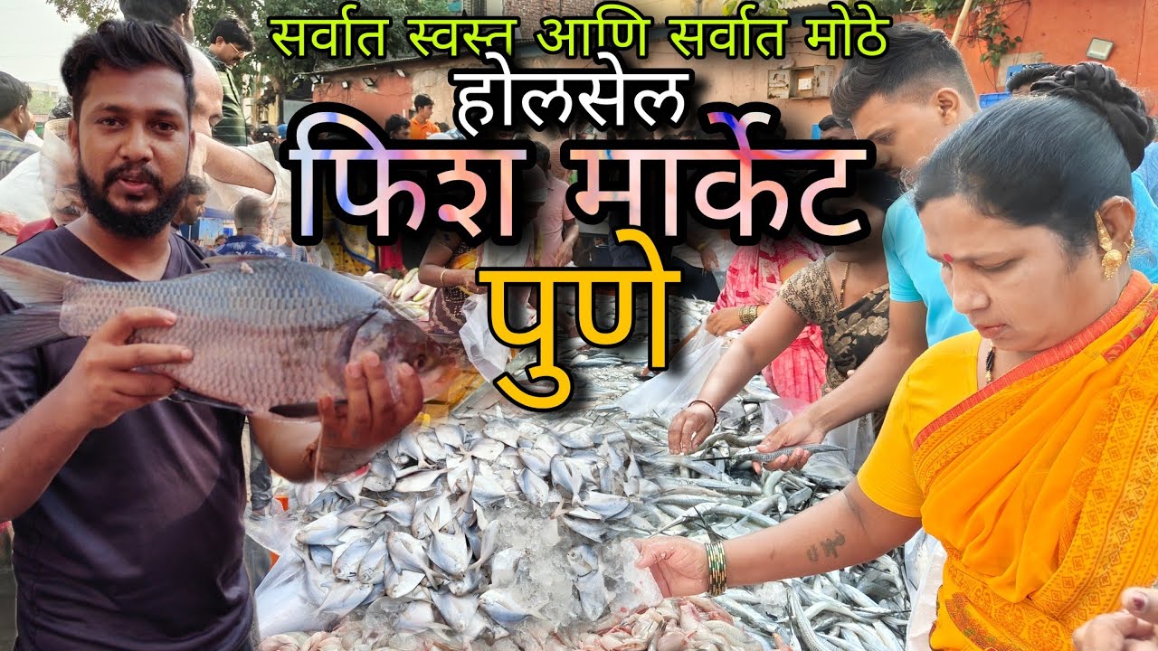 पुण्यातील सर्वात मोठे होलसेल फिश मार्केट.| Wholesale Fish market Pune